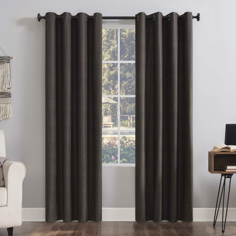 Sun Zero Columbia 2-Pack Thermal Energy Saving 100% Blackout Grommet Curtain Panel Pair, 50" x 95", Walnut Brown - Image 1